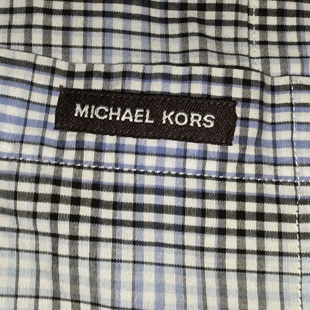 Michael Kors Tailored Fit Short Sleeve Button Up Plaid Shirt Mens Size‎ Medium